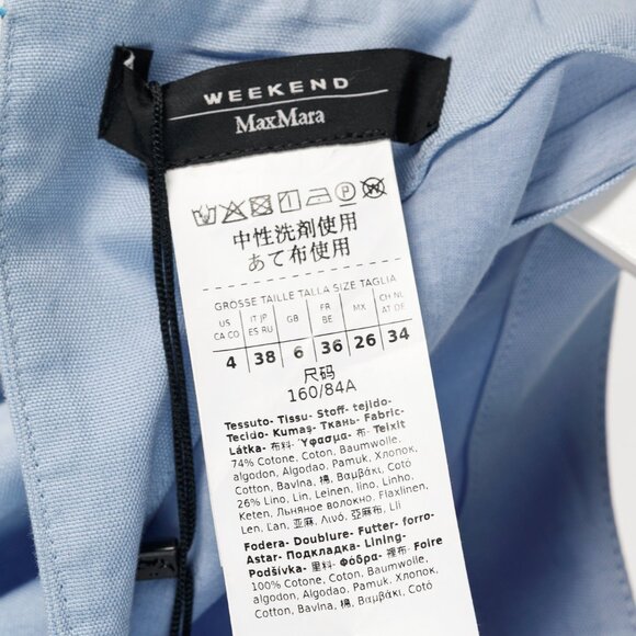 Weekend Max Mara Racer Light Blue Cotton & Linen Short Dress - Picture 8 of 11